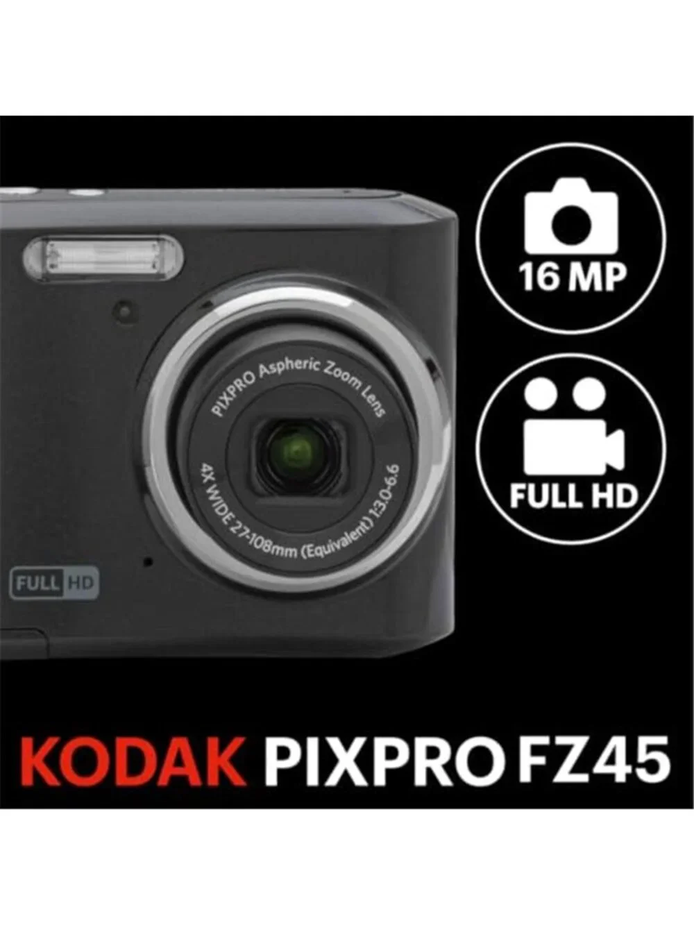 Compact Digital Camera, 4X Optical Zoom, AA, Black |